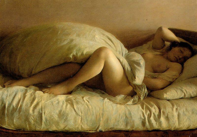 Johann Baptist Reiter Slumbering Woman Germany oil painting art